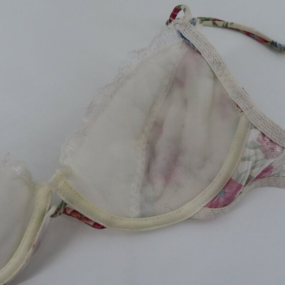 VTG Jaclyn Smith 34B Bra Underwire Lace Trim Padded Floral Flower Print Women - Picture 11 of 15